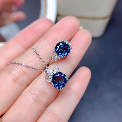 Elegant London Blue Stone Jewelry Set