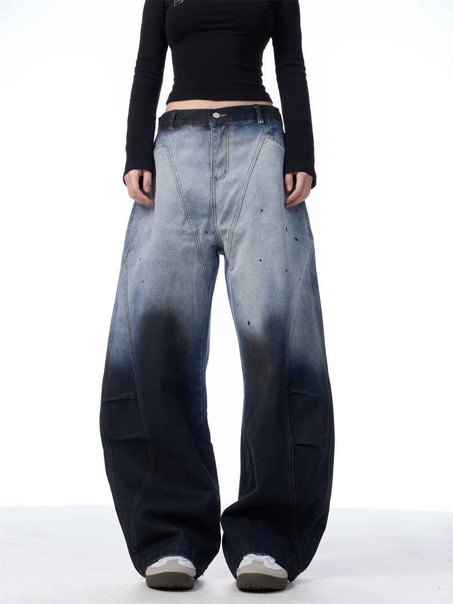 Gradient Tie-Dye Wide-Leg Jeans