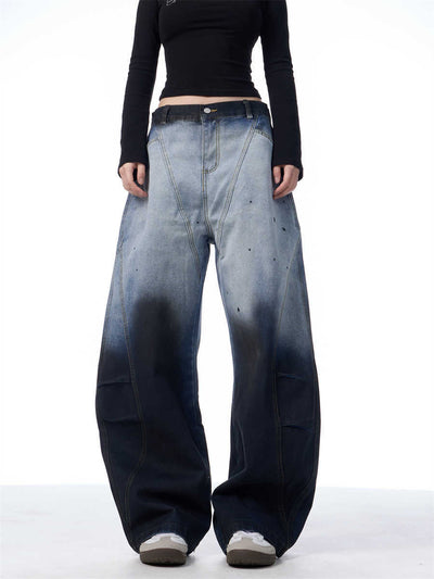 Gradient Tie-Dye Wide-Leg Jeans