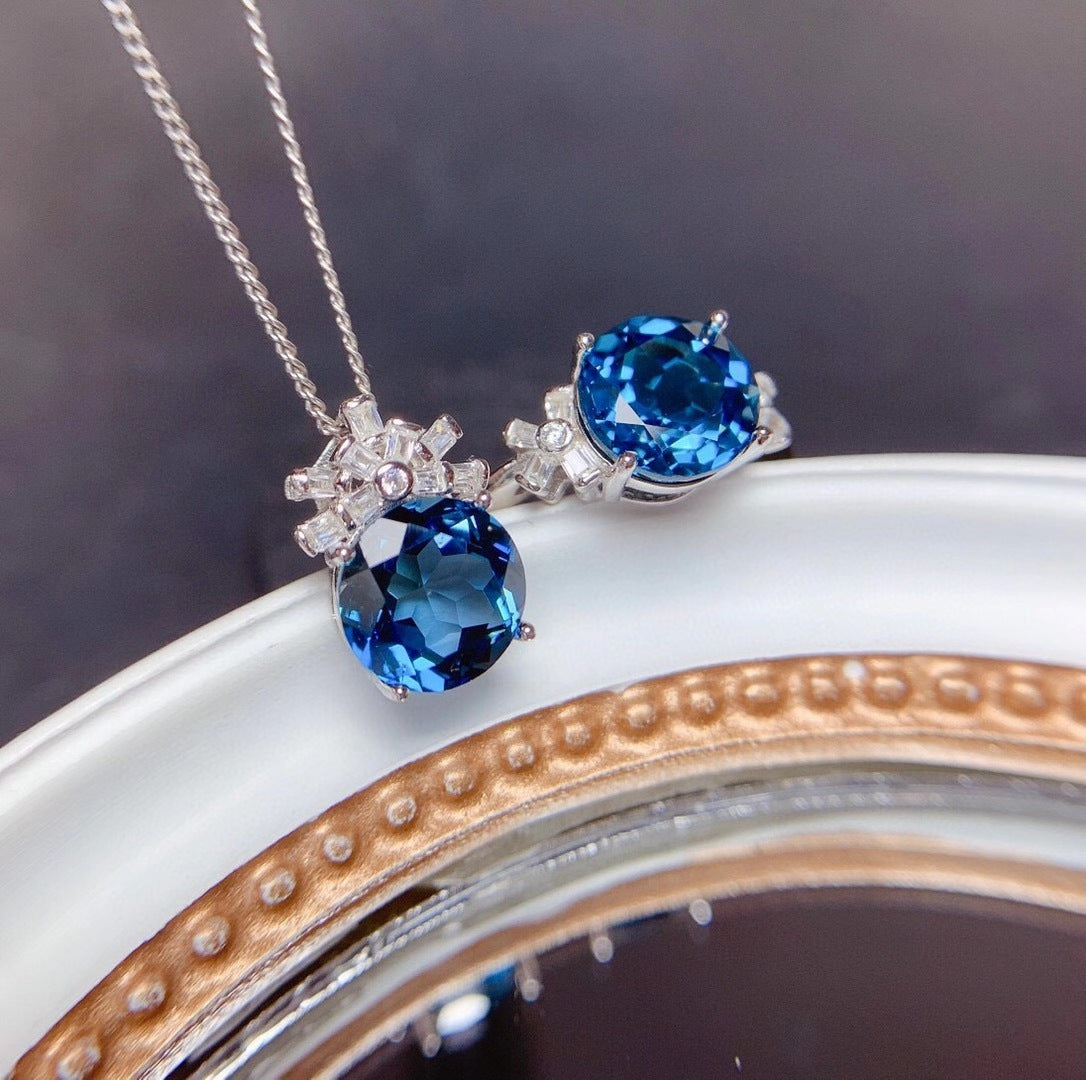 Elegant London Blue Stone Jewelry Set