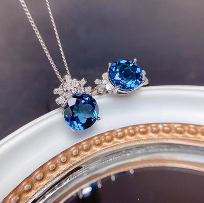 Elegant London Blue Stone Jewelry Set
