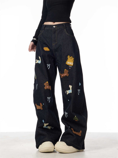 Sausage Dog Patchwork Jeans