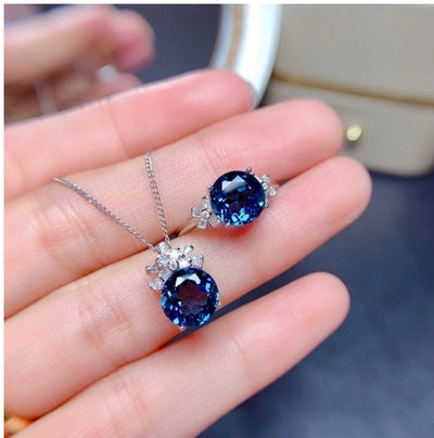 Elegant London Blue Stone Jewelry Set