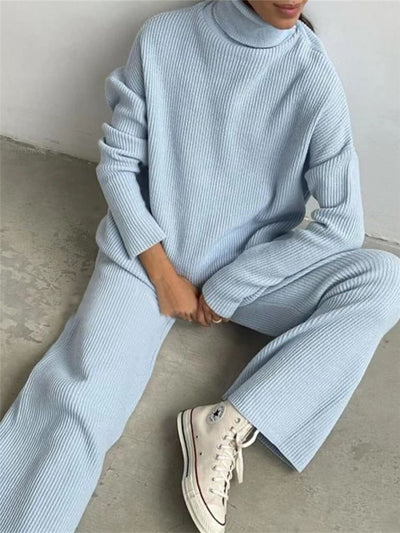 Knitted Turtleneck Sweater Tracksuit