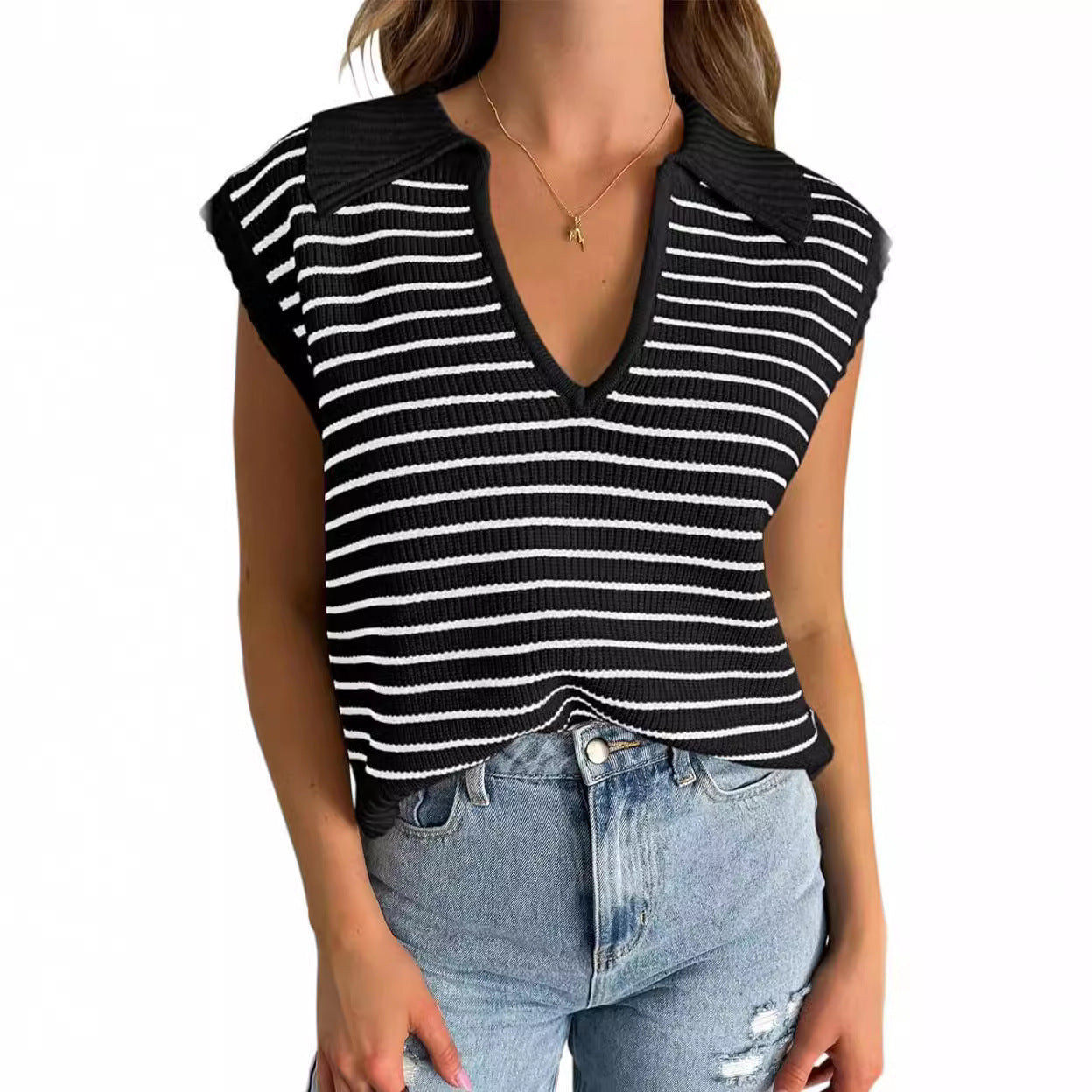 V-neck Knitted Top