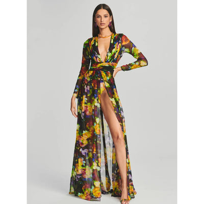 V-neck Split Dress