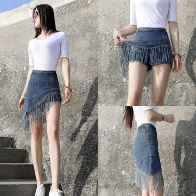 Tassel Denim Skirt – Modern & Edgy Style