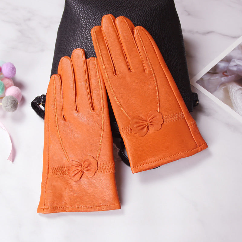 Butterfly Embellished Split-Finger Gloves