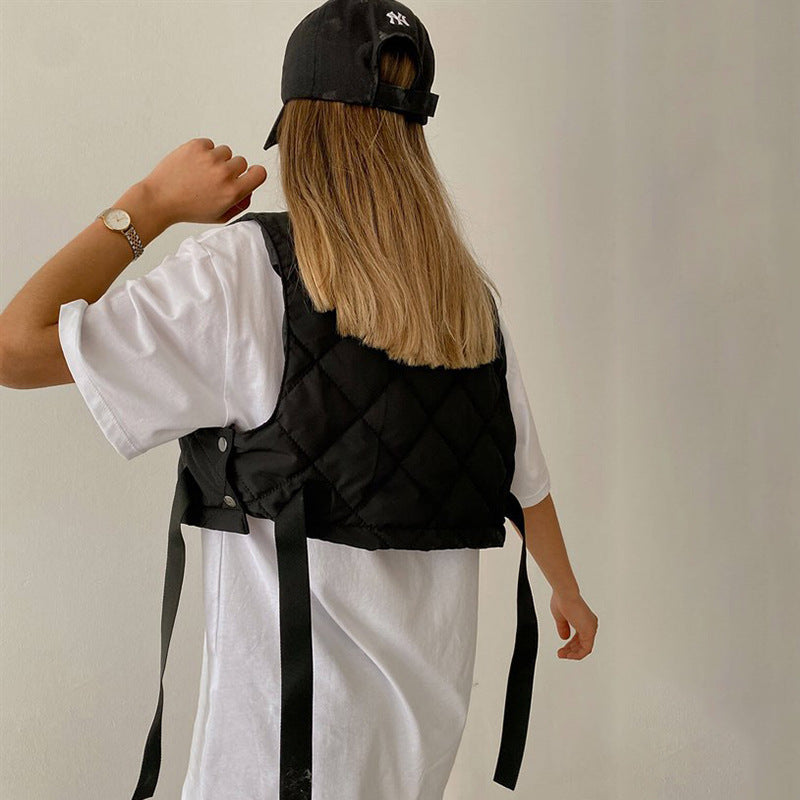 Diamond Pocket Short Vest Jacket