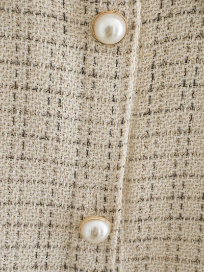 Plaid Coat with Pearl Buttons