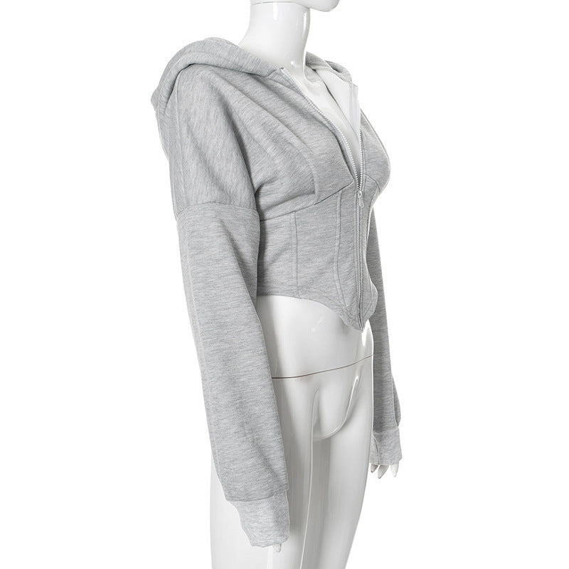 Y2K Zipper Corset Hoodie