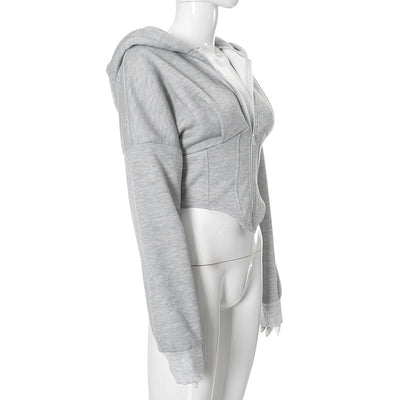 Y2K Zipper Corset Hoodie