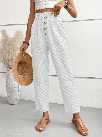 Buttoned Straight-Leg Trousers