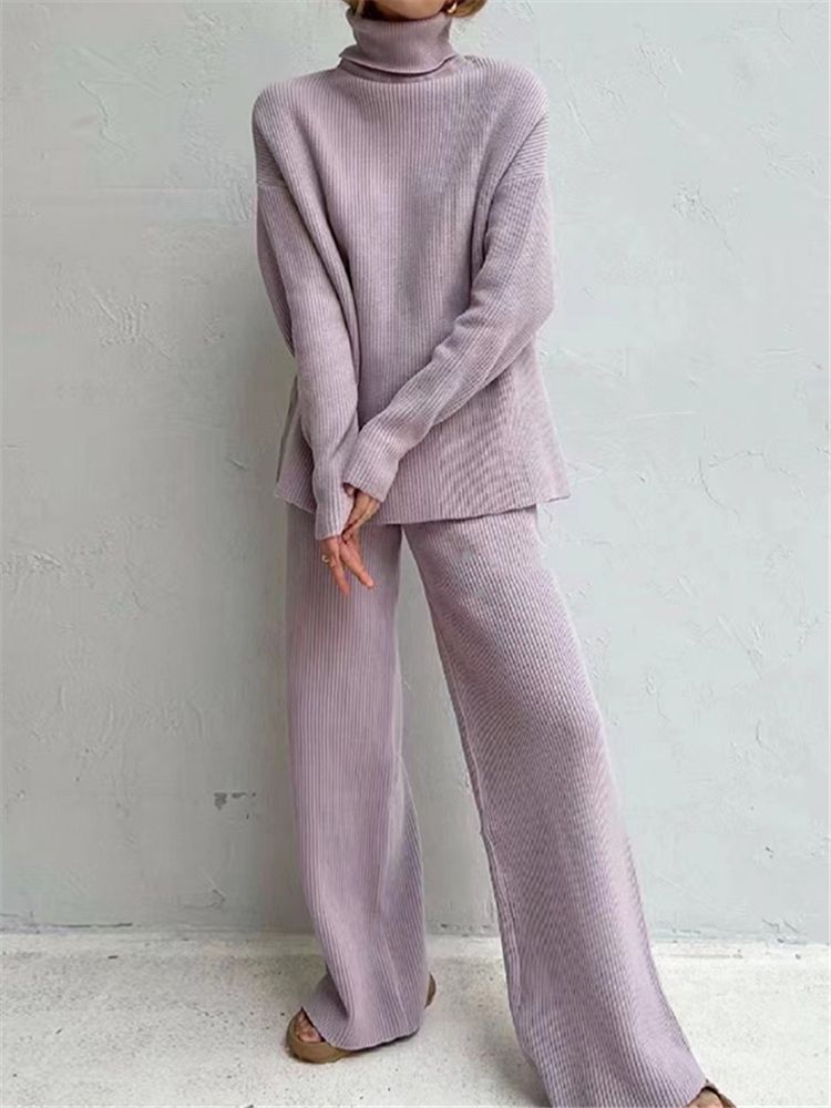 Knitted Turtleneck Sweater Tracksuit