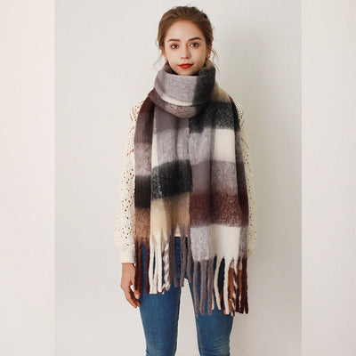 Plaid Mohair-Blend Scarf