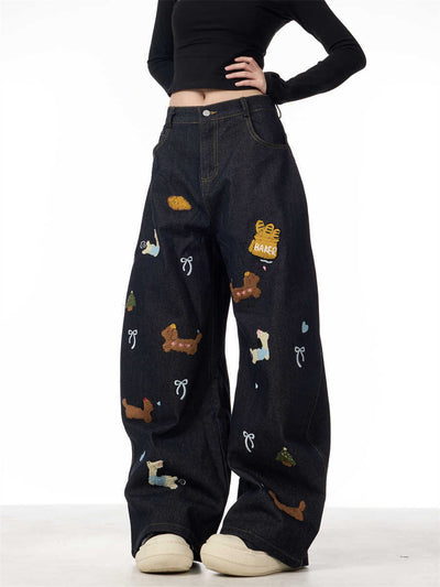 Sausage Dog Patchwork Jeans