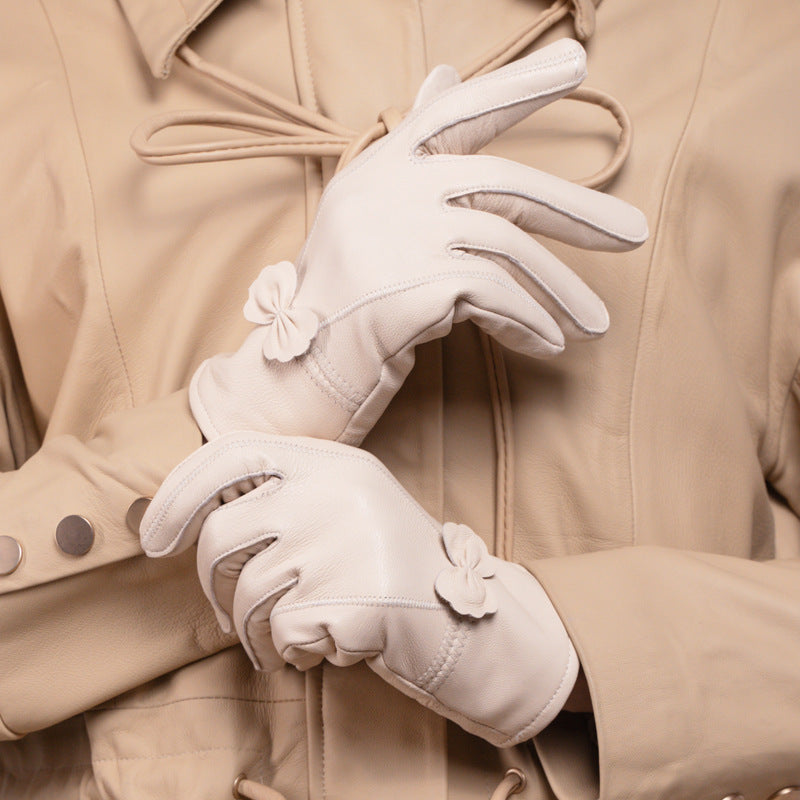 Butterfly Embellished Split-Finger Gloves