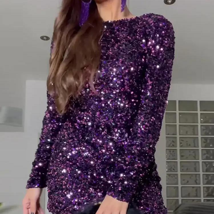 Retro Sequin Backless Dress