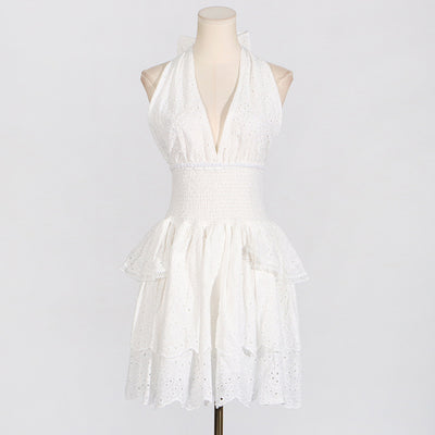 Deep V-Neck High Waist Dress