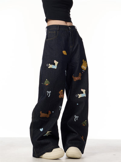 Sausage Dog Patchwork Jeans