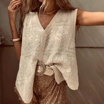 V-neck Lace Cardigan