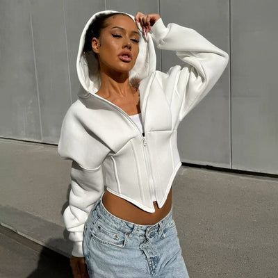 Y2K Zipper Corset Hoodie
