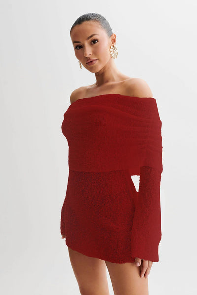 Hollow-Out Off-Shoulder Dress