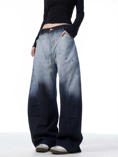 Gradient Tie-Dye Wide-Leg Jeans