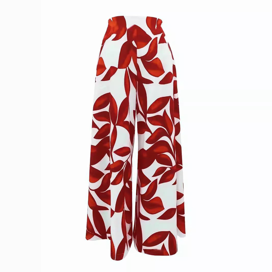 Printed High Waist Wide-leg Pants