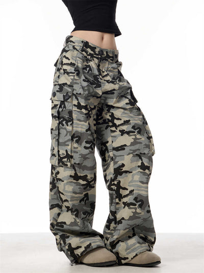 Camouflage Wide-Leg Cargo Pants