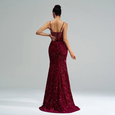 Sequined High Slit Dress