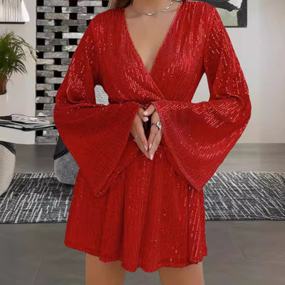 V-neck Sequin Dress