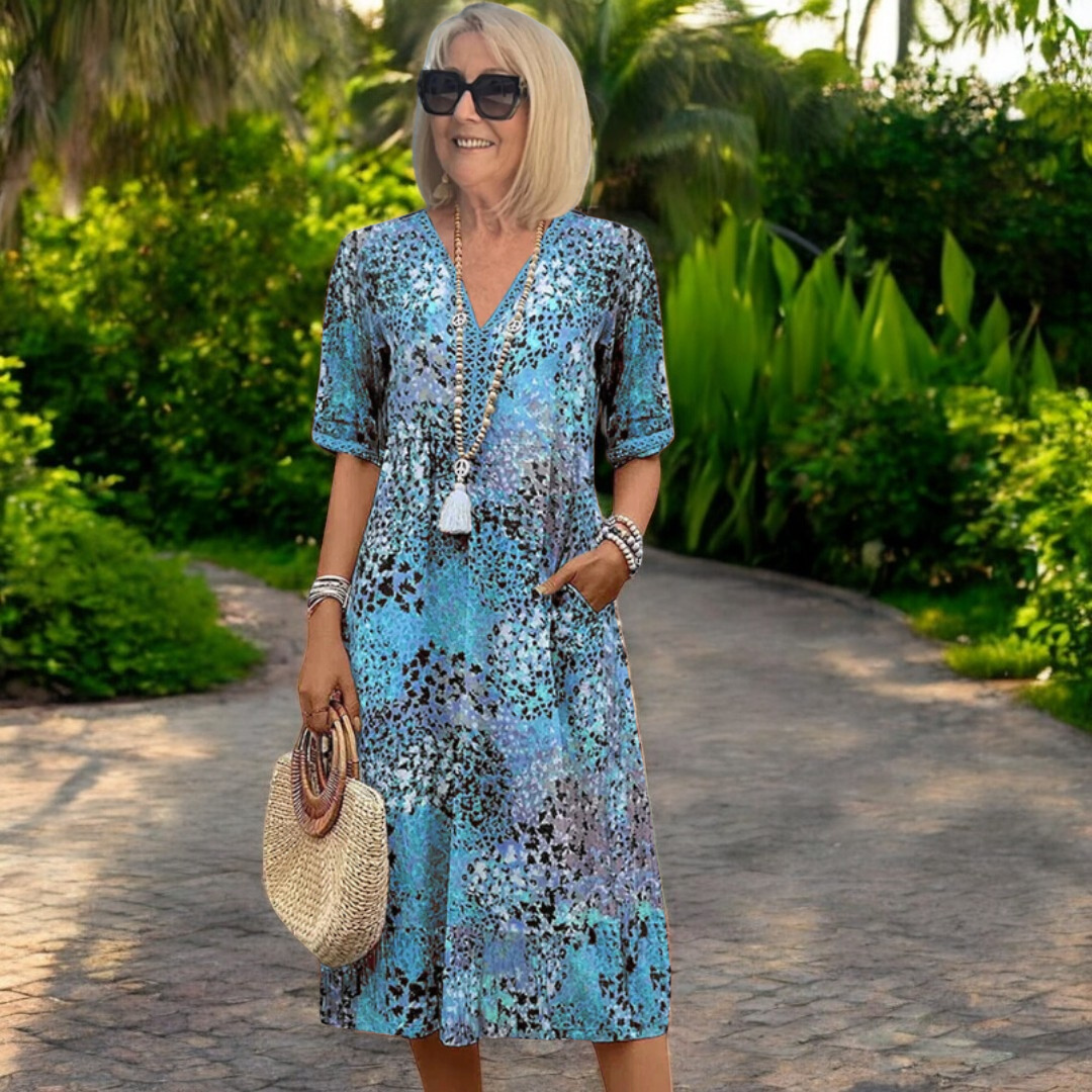 Eliana V-neck dress with pockets