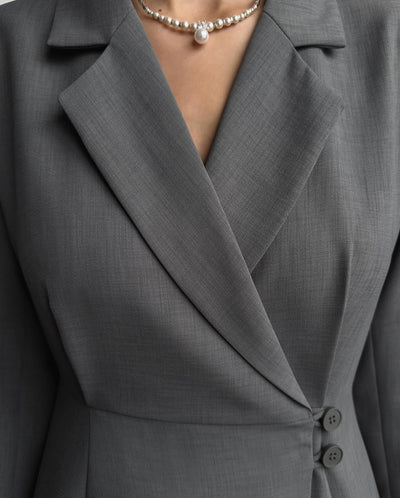 Blazer Dress with Pleated Skirt