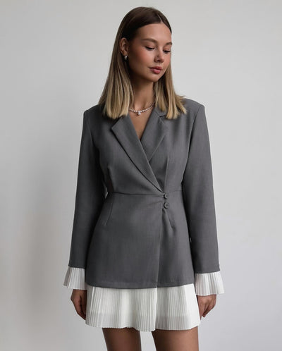 Blazer Dress with Pleated Skirt