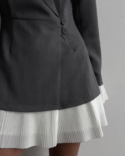 Blazer Dress with Pleated Skirt