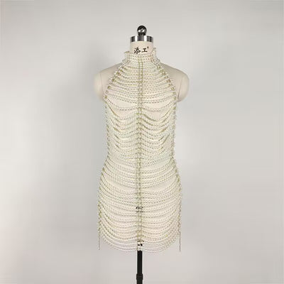 Beaded Halter Party Dress