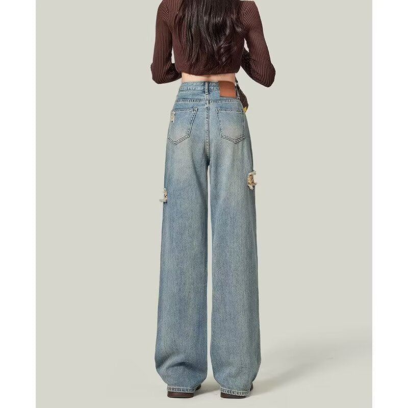 Retro High Street Ripped Jeans
