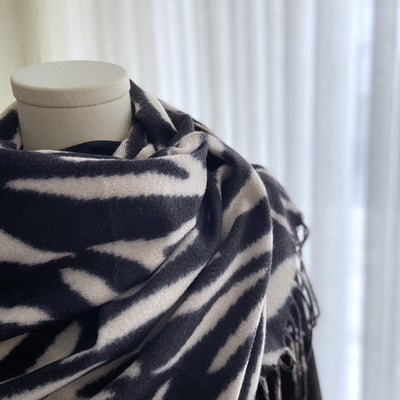 Striped Printed Tassel Cashmere Shawl