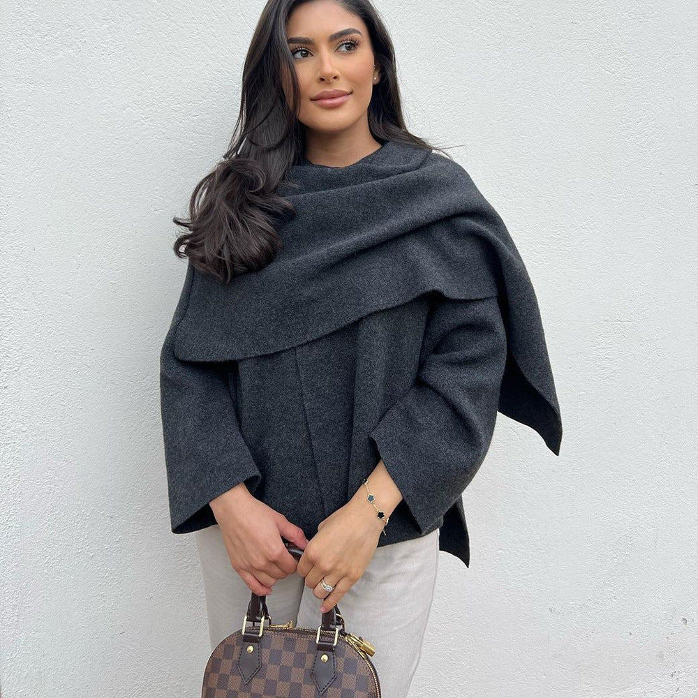 Loose Casual Knitted Cape Sweater