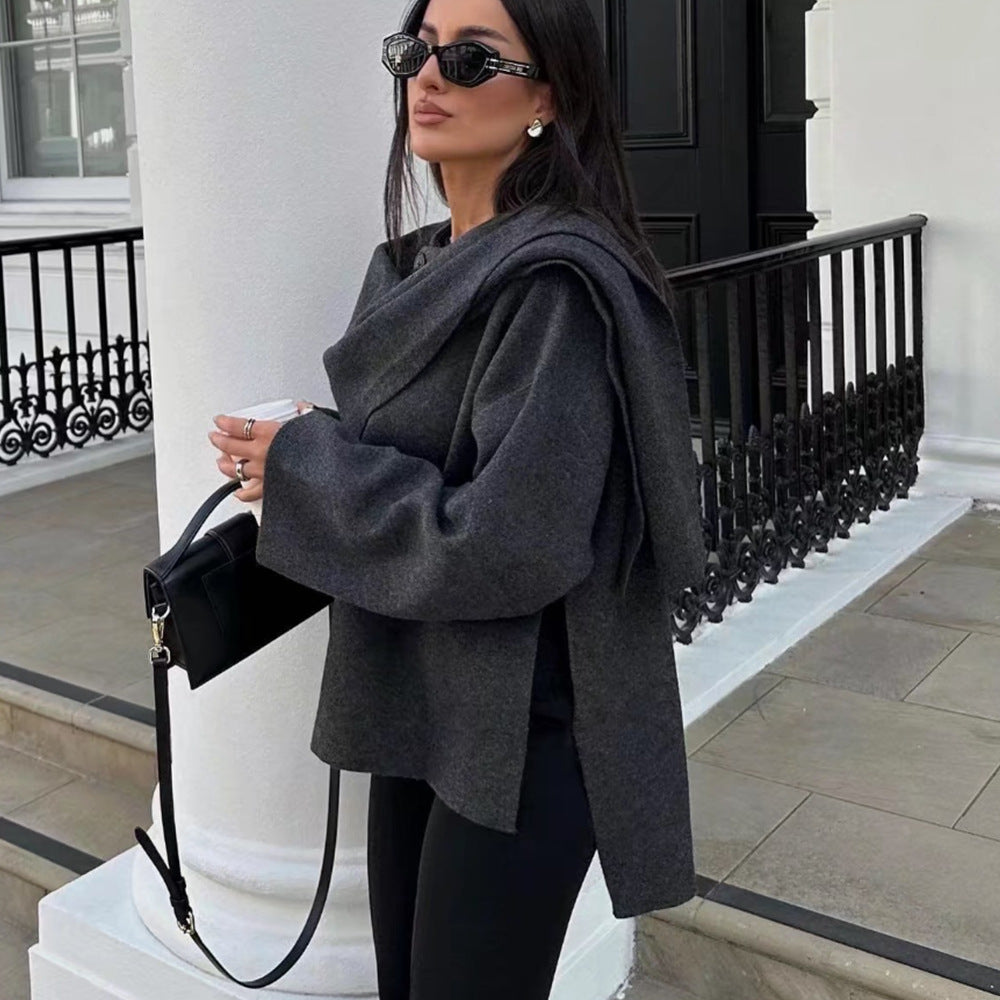 Loose Casual Knitted Cape Sweater
