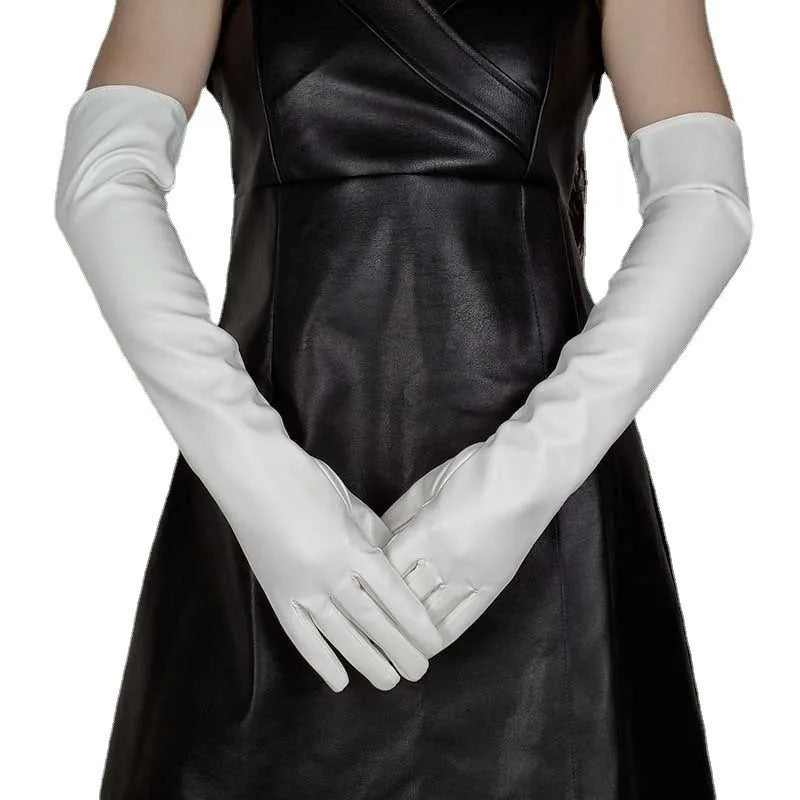 Glossy Faux Leather Long Gloves – Bold & Elegant Statement