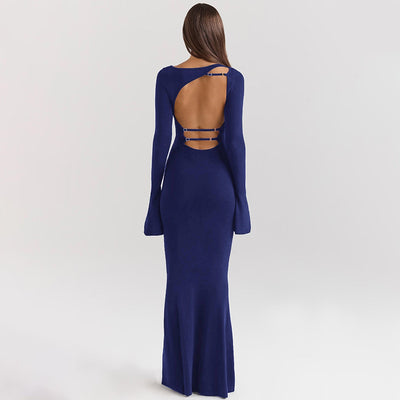 Solid Color Backless Slim Fit Dress