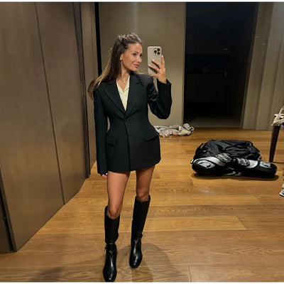 Plus Size Padded Shoulder Coat