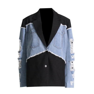 Retro and Trendy Denim Patchwork Jacket