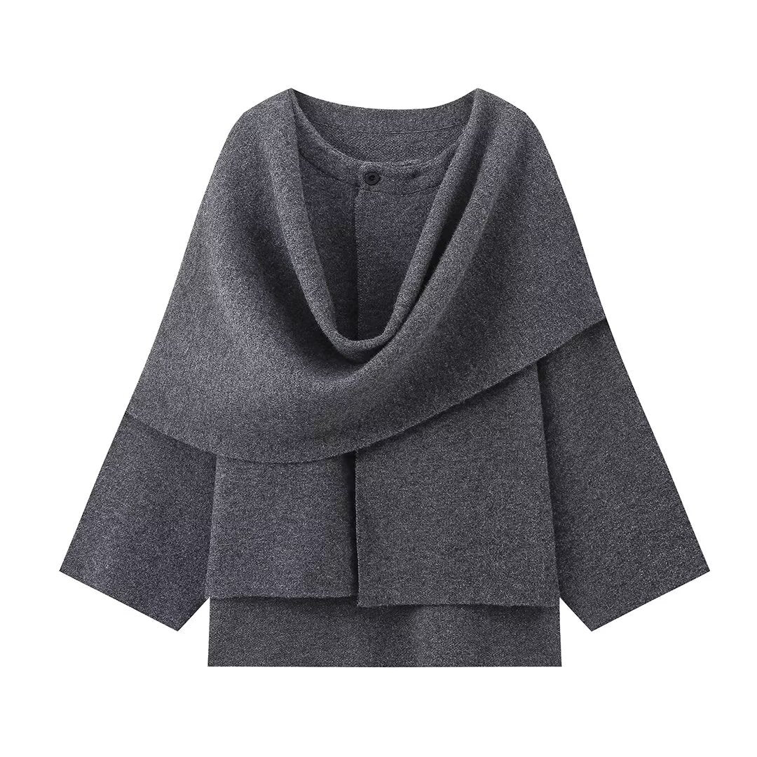 Loose Casual Knitted Cape Sweater