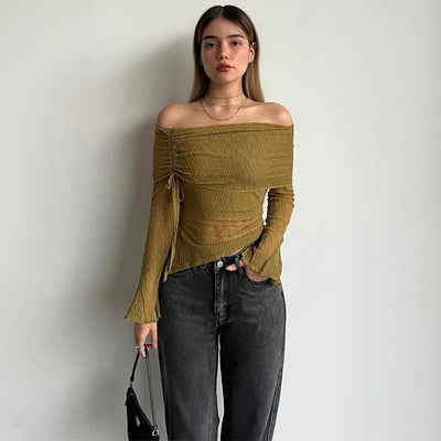 Off-Shoulder Long-Sleeve Sweater