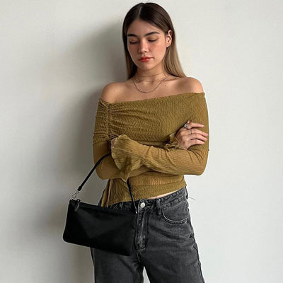 Off-Shoulder Long-Sleeve Sweater