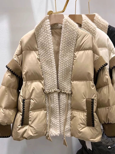 V-neck Padded Down Jacket