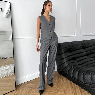 Elegant V-Neck Casual Suit
